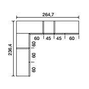 Cameretta con ponte angolare, finitura Noce biondo, Orzo e Verde salvia