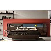 Letto matrimoniale contenitore King size, 180x200, blu petrolio e noce moro 