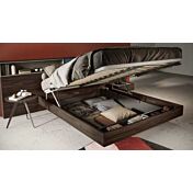 Letto matrimoniale contenitore King size, 180x200, blu petrolio e noce moro 