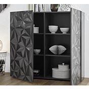 Madia contenitore 2 ante, bianco laccato lucido con serigrafia prismatica