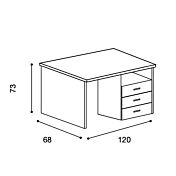 Scrivania con cassettiera L.120, colore Kiri