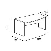 Scrivania con sagomatura sinistra, colore Kiri, con cassettiera indipendente, Made in Italy