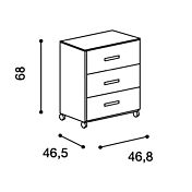 Scrivania con sagomatura sinistra, colore Kiri, con cassettiera indipendente, Made in Italy