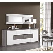 Madia 4 ante e 1 cassetto, bianco laccato e grigio, made in Italy