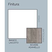 Vetrina colonna 2 ante, bianco lucido e rovere adamello