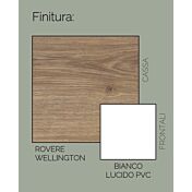 Madia 2 ante e 3 cassetti, bianco laccato e rovere wellington, made in Italy