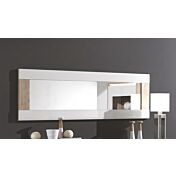 Madia 2 ante e 3 cassetti, bianco laccato e rovere wellington, made in Italy