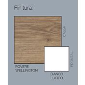 Madia alta con piedini, rovere wellington e bianco lucido