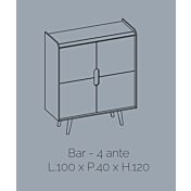 Madia alta con piedini, rovere wellington e bianco lucido