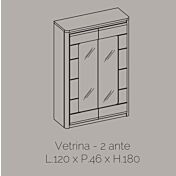 Vetrina 2 ante, grigio basalto lucido e bianco lucido, made in Italy