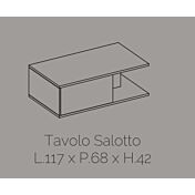 Tavolino da salotto con 1 cassetto, Ossido e Bianco lucido serigrafato