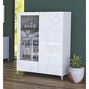 Vetrina 3 ante, 1 cassetto, con dettagli geometrici