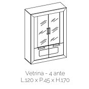 Vetrina 4 ante bianca lucida con cornice argento, Made in Italy