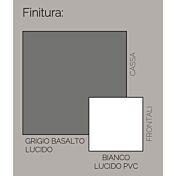 Tavolino da salotto con 2 ante, bianco lucido e grigio basalto lucido