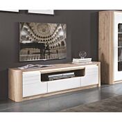 Porta TV bianco laccato e rovere wellington, Made in Italy