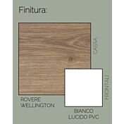 Tavolino da salotto con 2 ante, bianco lucido e rovere wellington