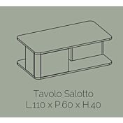 Tavolino da salotto con 2 ante, bianco lucido e rovere wellington