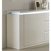 Madia 2 ante e 3 cassetti, bianco lucido, Made in Italy