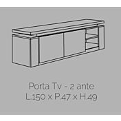 Porta TV, 2 ante bianco lucido, Made in Italy