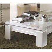 Tavolino da salotto 90 x 90, bianco lucido, Made in Italy