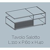 Tavolino 1 cassetto,  bianco laccato e rovere adamello, made in Italy