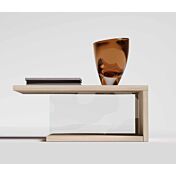 Tavolino salvaspazio, color olmo natura, orizzontale con vetro