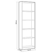 Libreria alta moderna, 4 ripiani, finitura bianco opaco