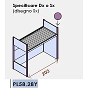 Letto soppalco per camerette, finitura Ciliegio bianco e Albicocca