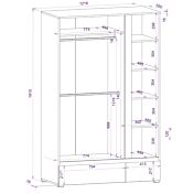 Armadio multiuso Bianco Opaco con 3 ante 2 cassetti
