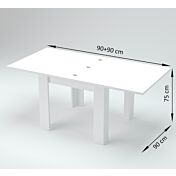 Sala da pranzo formata da vetrina, tavolo e credenza bianco lucido e noce caracalla