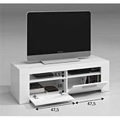 Mobile tv 2 ribalte 2 vani a giorno, finitura Bianco opaco