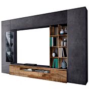 Offerta soggiorno scontato, parete attrezzata Ardesia e Pero