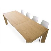 Tavolo di design allungabile in legno, rovere naturale spazzolato, apertura con binario