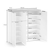 Scarpiera 3 ante, Bianco laccato lucido e Castagno, pronta consegna