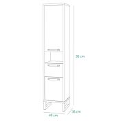 Colonna multiuso con 2 ante e un cassetto in finitura Cemento e Rovere invecchiato