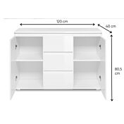 Madia salvaspazio 2 ante e 3 cassetti finitura Bianco lucido