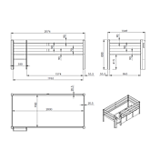Lettino per bambini con scaletta, Bianco laccato