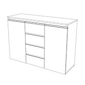 Nuova Madia 2 ante e 4 cassetti, Antracite lucido