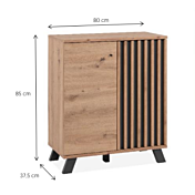 misure Madia salvaspazio stile nordico 2 ante, finitura Rovere Oak e Antracite