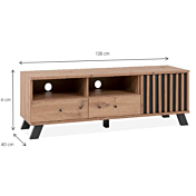 misure Porta TV nordico, finitura Rovere Oak e Antracite 