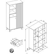 dettagli misure Madia alta stile nordico, finitura Rovere Oak e Antracite