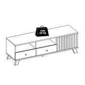 peso dettagli Porta TV nordico, finitura Rovere Oak e Antracite 