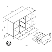 misure Conveniente Madia 2 ante e 3 cassetti, finitura Blu scuro