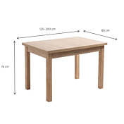 Misure Tavolo da pranzo allungabile 120 cm, finitura Quercia