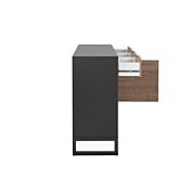 Madia moderna con tre ante e tre cassetti in finitura antracite e bamboo