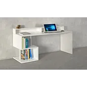 Scrivania con due vani a giorno, 180x90x60 h cm, Bianco laccato lucido