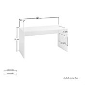 Moderna Scrivania salvaspazio Bianca lucida L.140, Made in Italy