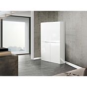 Scrivania estraibile, multiuso ad angolo, bianco lucido, made in Italy