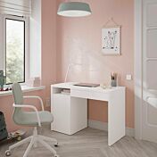 Scrivania moderna bianco opaco, 1 anta, 1 cassetto, 1 vano