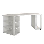 Innovativa Scrivania moderna colore Bianco lucido, Made in Italy